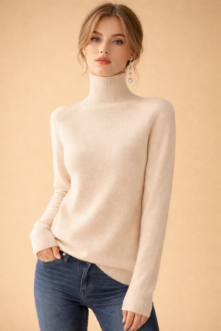 Comfortable women's turtleneck pullover sweater, a cozy long-sleeve top for effortless fall & winter style.