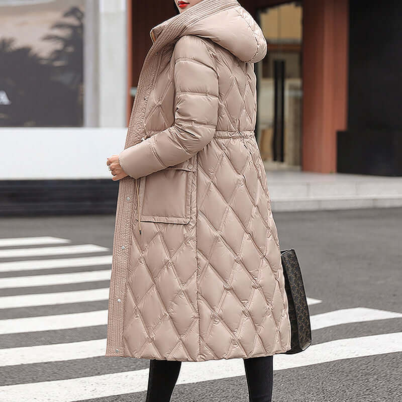 Warm women's padded winter coat, a cold weather essential.