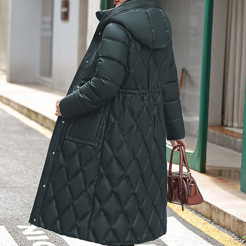 Ultimate warmth: women's cozy padded winter jacket with a hood.