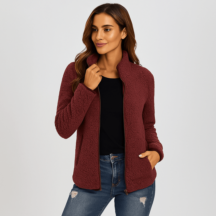 Versatile women's warm outdoor jacket, ideal for casual wear, hiking, and fall layering. Cozy winter outerwear.