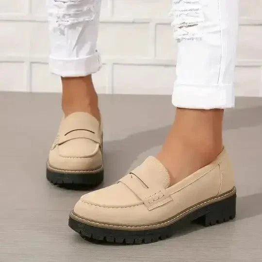Modern style women's chunky loafers. Comfortable slip-on platform shoes, perfect for fashion-forward steps.