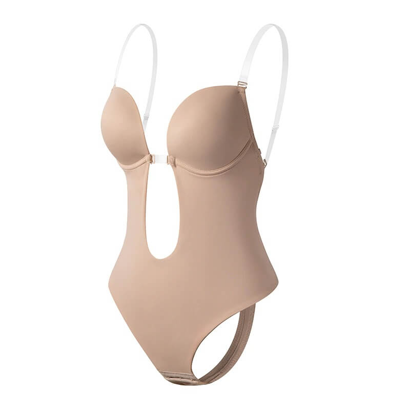 Deep V backless body shaper for women, ensuring seamless elegance & firm support for a confident special occasion look.