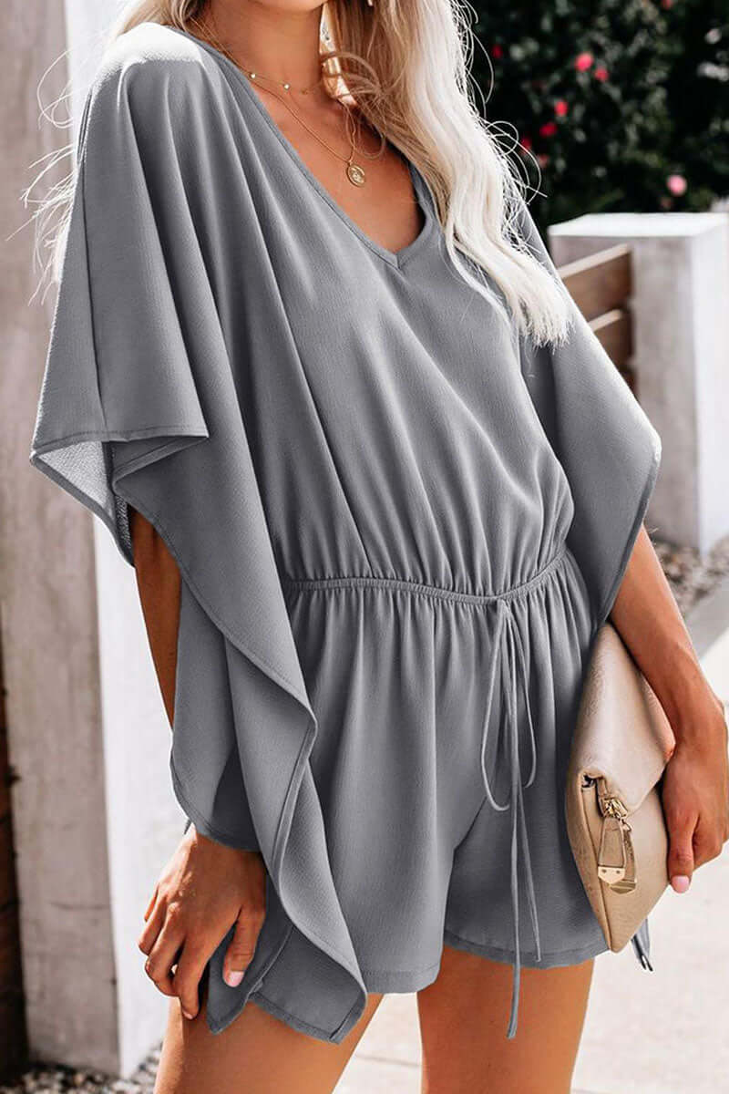Women's effortless V-neck loose jumpsuit, perfect for casual summer fashion.