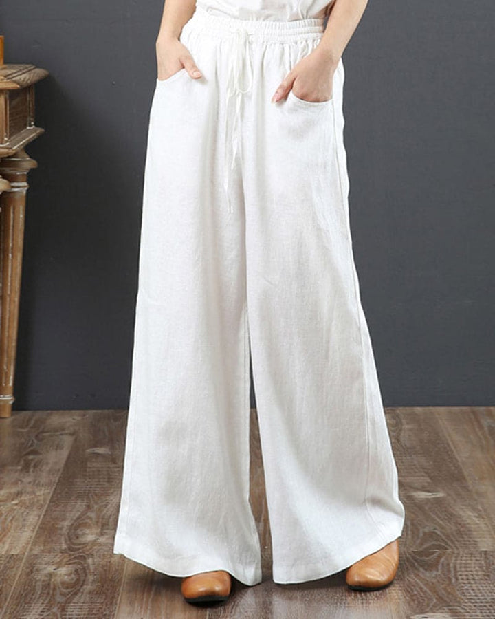 Comfortable women's wide leg drawstring pants, ideal for everyday casual wear or stylish spring/summer outfits.