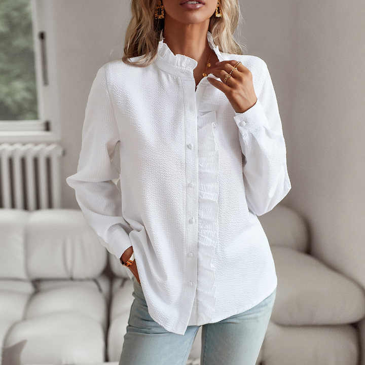 Timeless women's elegant comfort blouse, a versatile top for chic casual and elegant outfits.