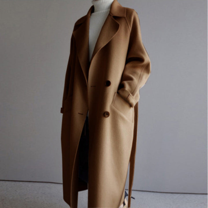 Isabella women's versatile long wool jacket, stylish casual outerwear for fall, winter & layered look.
