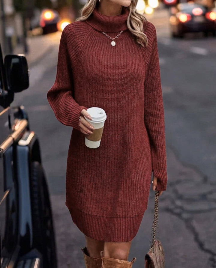 Chic women's ribbed knit long sleeve mini dress. Perfect for versatile fall & winter fashion outfits.