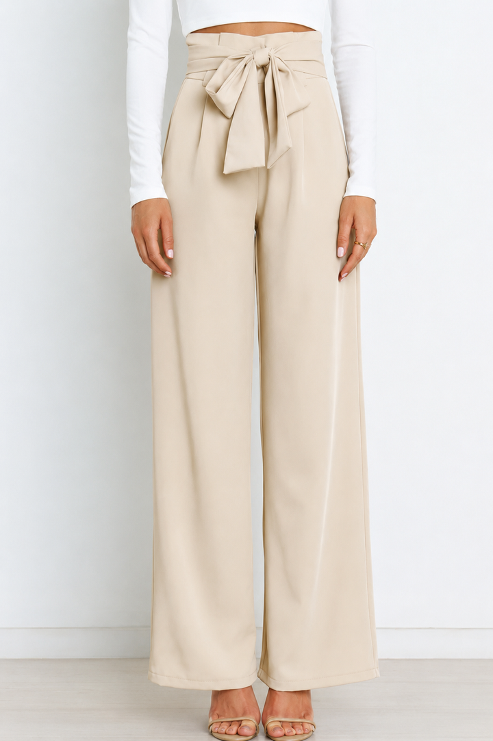 Women's elegant wide leg high waist work pants, professional office trousers for business casual and fashion.