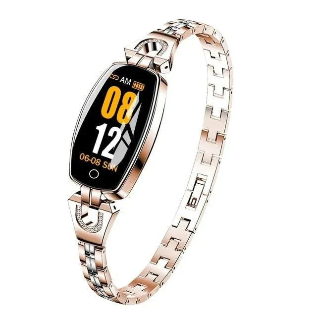 Sleek silver FitStyle women's waterproof fitness tracker, a smart band for all-day wellness.