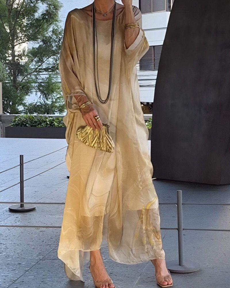 Comfortable & elegant women's flowy maxi dress, suitable for any special occasion or formal event.