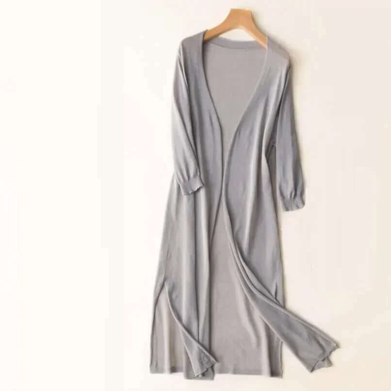 Women's casual chic lightweight knit cardigan, open front, long sleeve, everyday comfort.