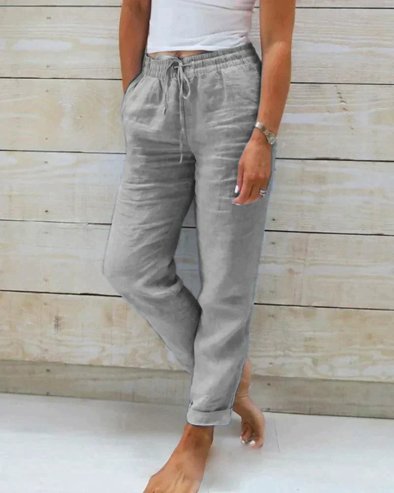 Women's lightweight wide-leg casual pants in a relaxed fit, perfect for comfortable summer wear and everyday chic.