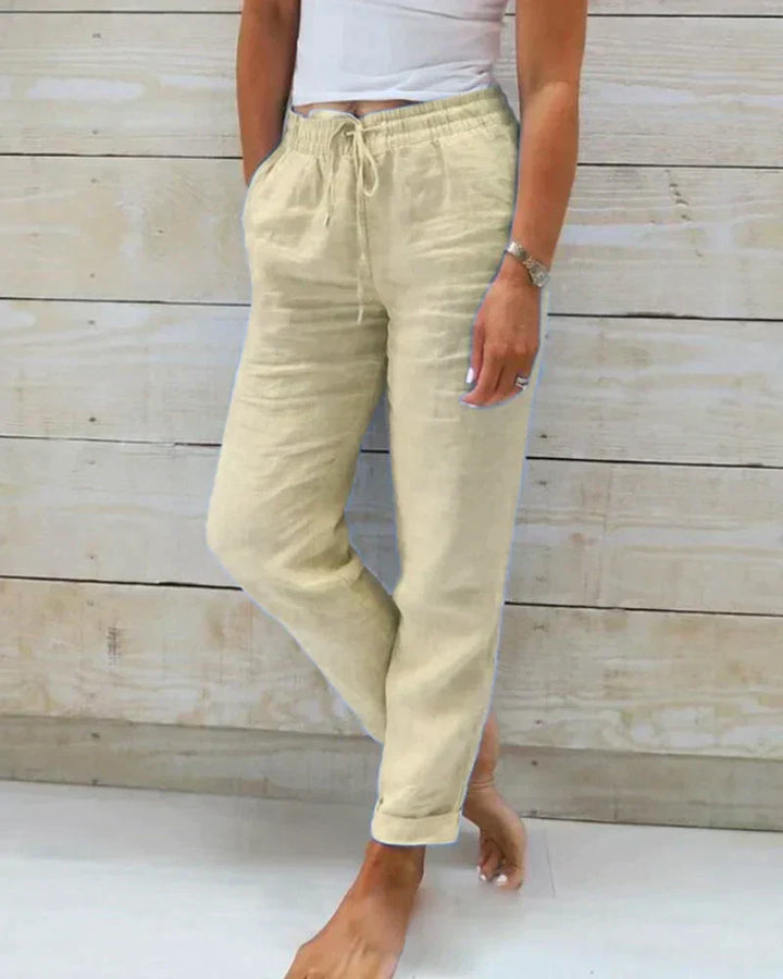 Relaxed fit women's wide-leg summer pants, offering lightweight comfort and a chic, breathable option for warm weather.
