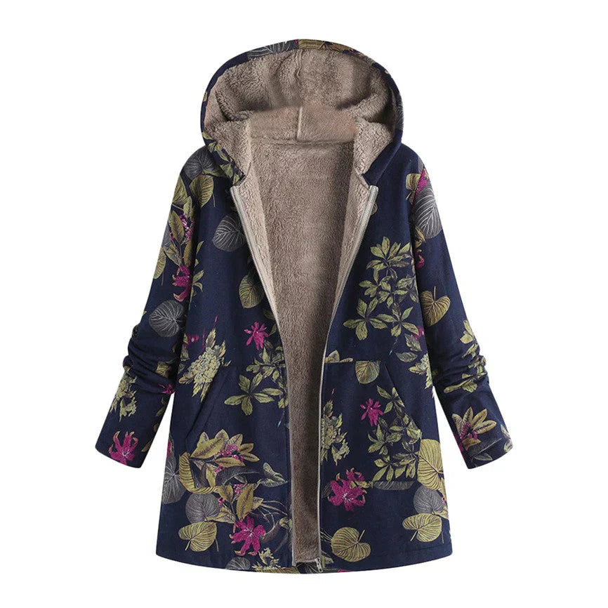 Hooded women's long spring jacket with practical pockets. Ideal lightweight outerwear for transitional weather.