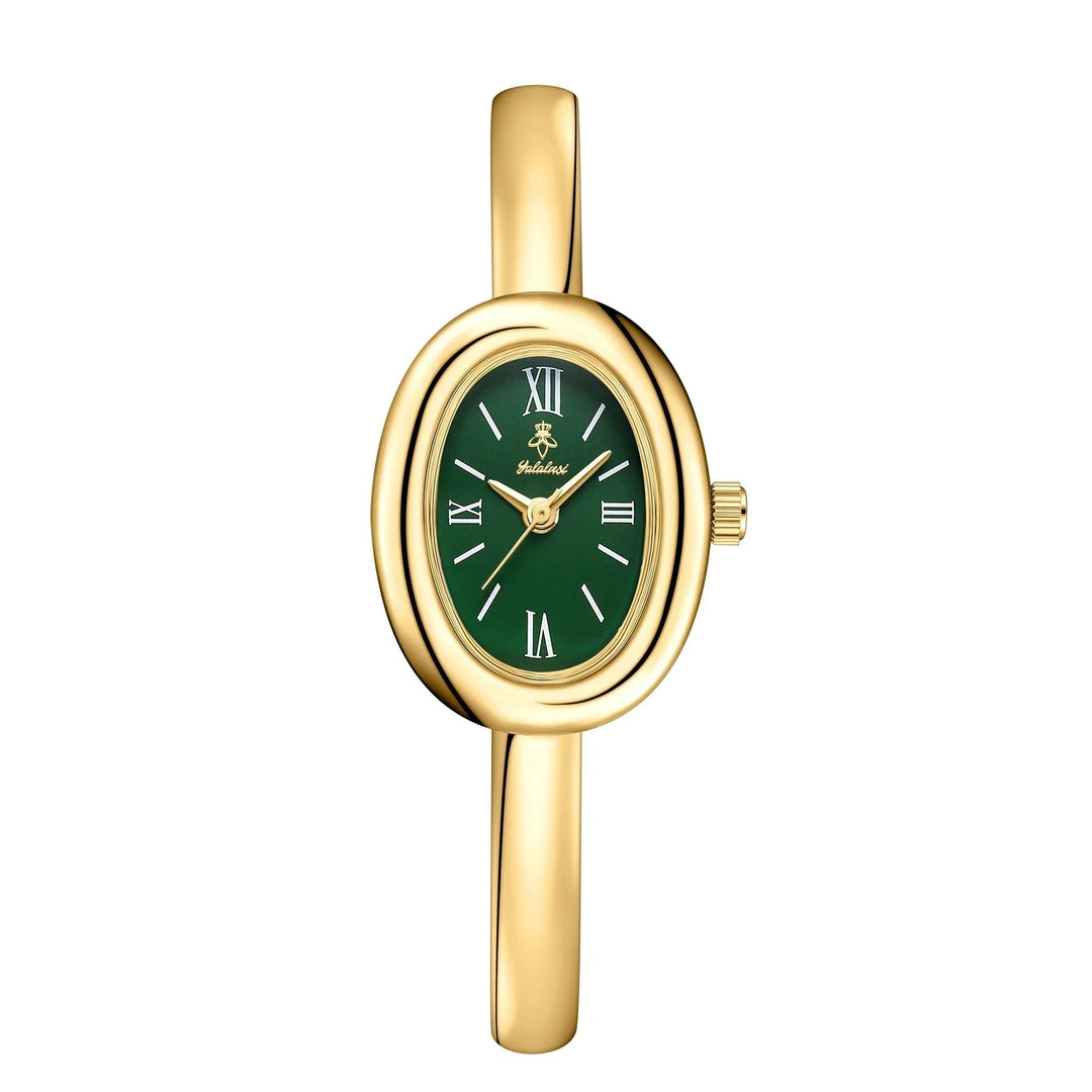 Women's minimalist stainless steel watch, elegant and sophisticated gold timepiece for ladies fashion.