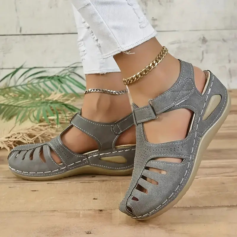 Casual women's orthopedic wedge sandals by Mirella, offering superior comfort & foot support for summer.
