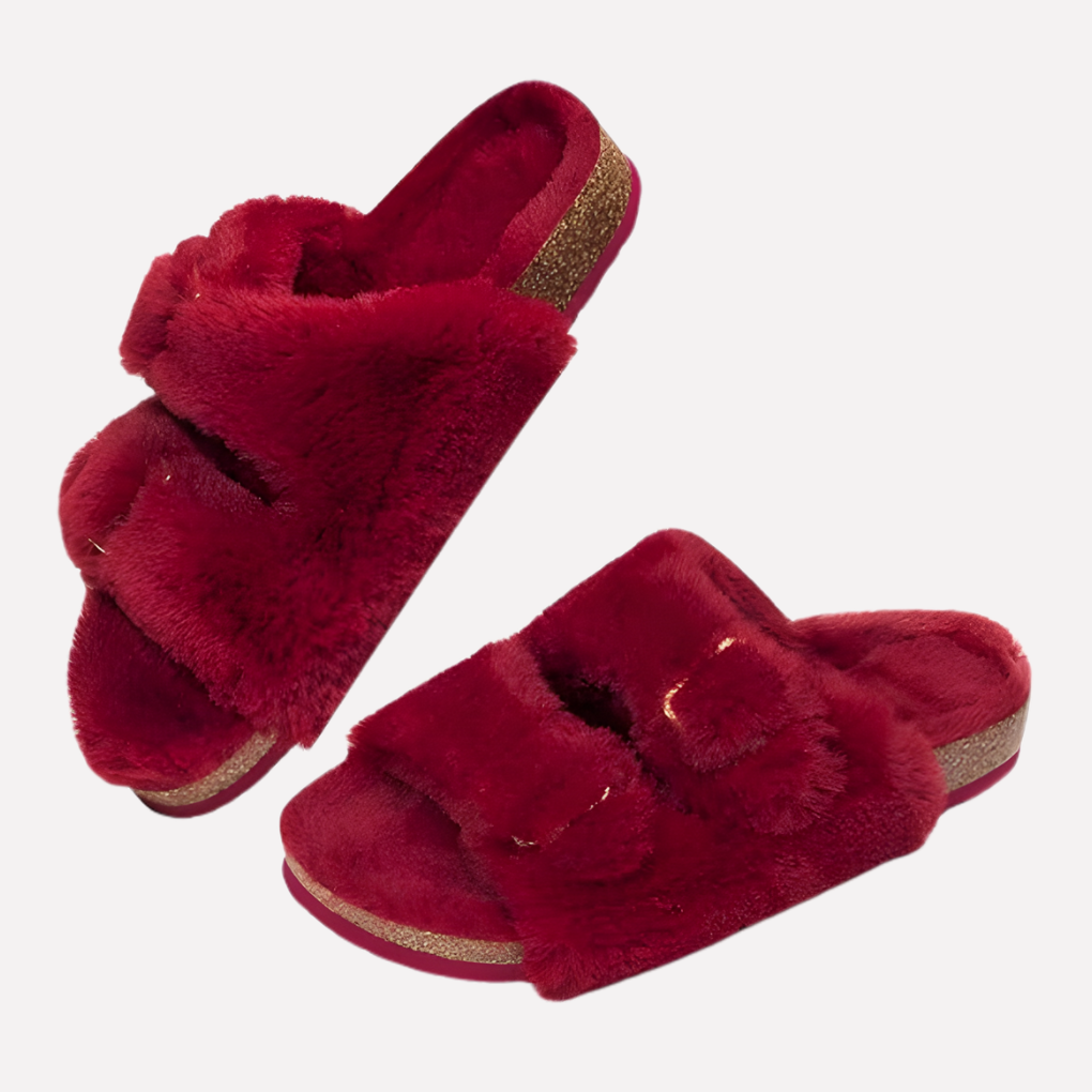 Modern women's open toe comfort slippers, a chic choice for cozy indoor-outdoor casual outfits.