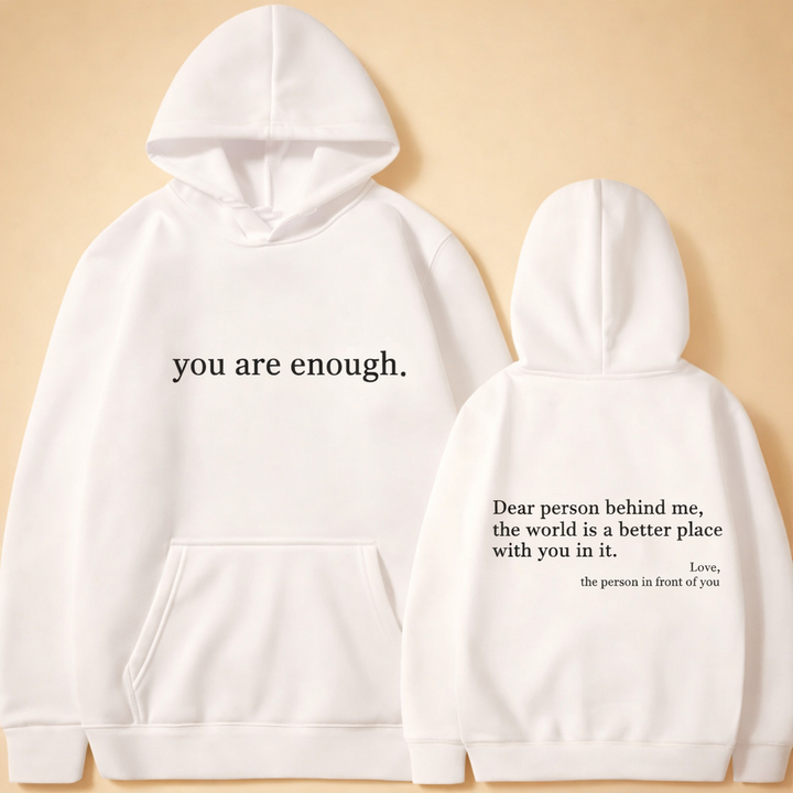 Black women's oversized hoodie with an uplifting message, great for stylish loungewear.