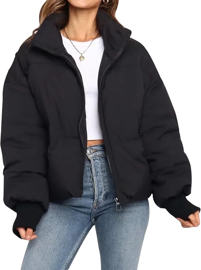 Women's quilted puffer jacket for ultimate warmth. Stylish winter coat for cold weather and casual everyday fashion.