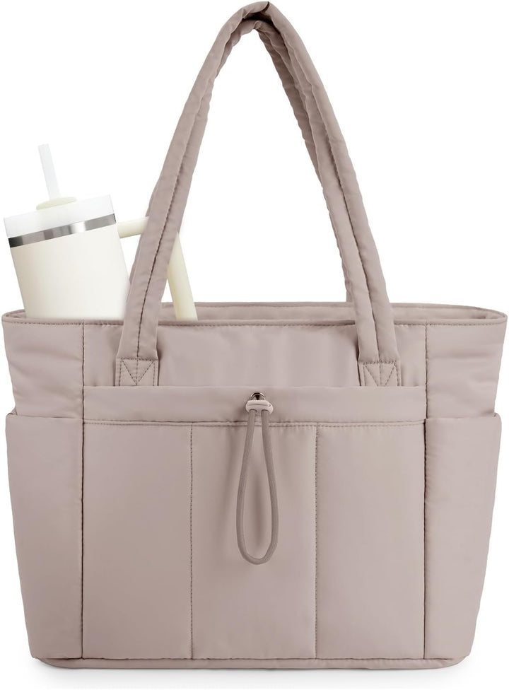 Stylish Women's Quilted Tote for travel, work, and laptop carry.