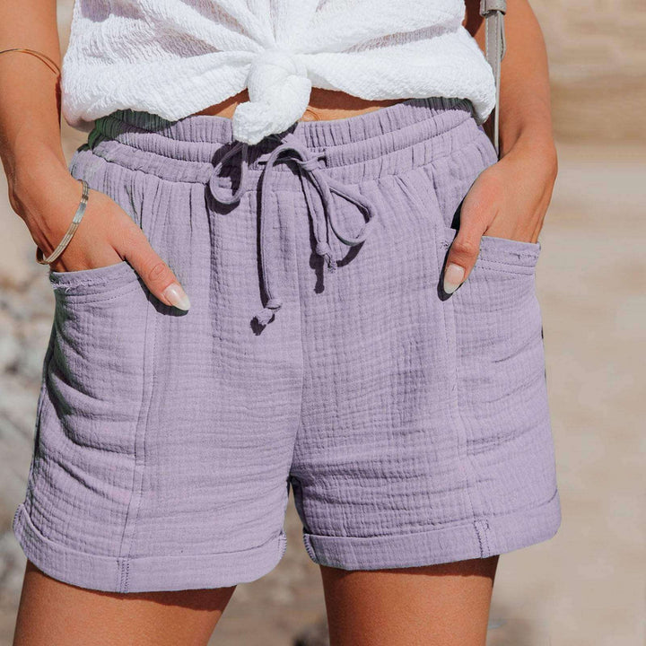 Comfortable women's relaxed fit shorts with elastic waist, ideal for casual summer everyday & active wear.