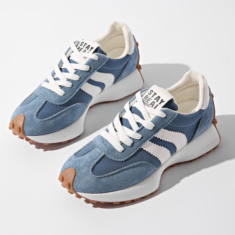 Front view of trendy women's casual platform sneakers, perfect for street style with their comfortable lace-up design.