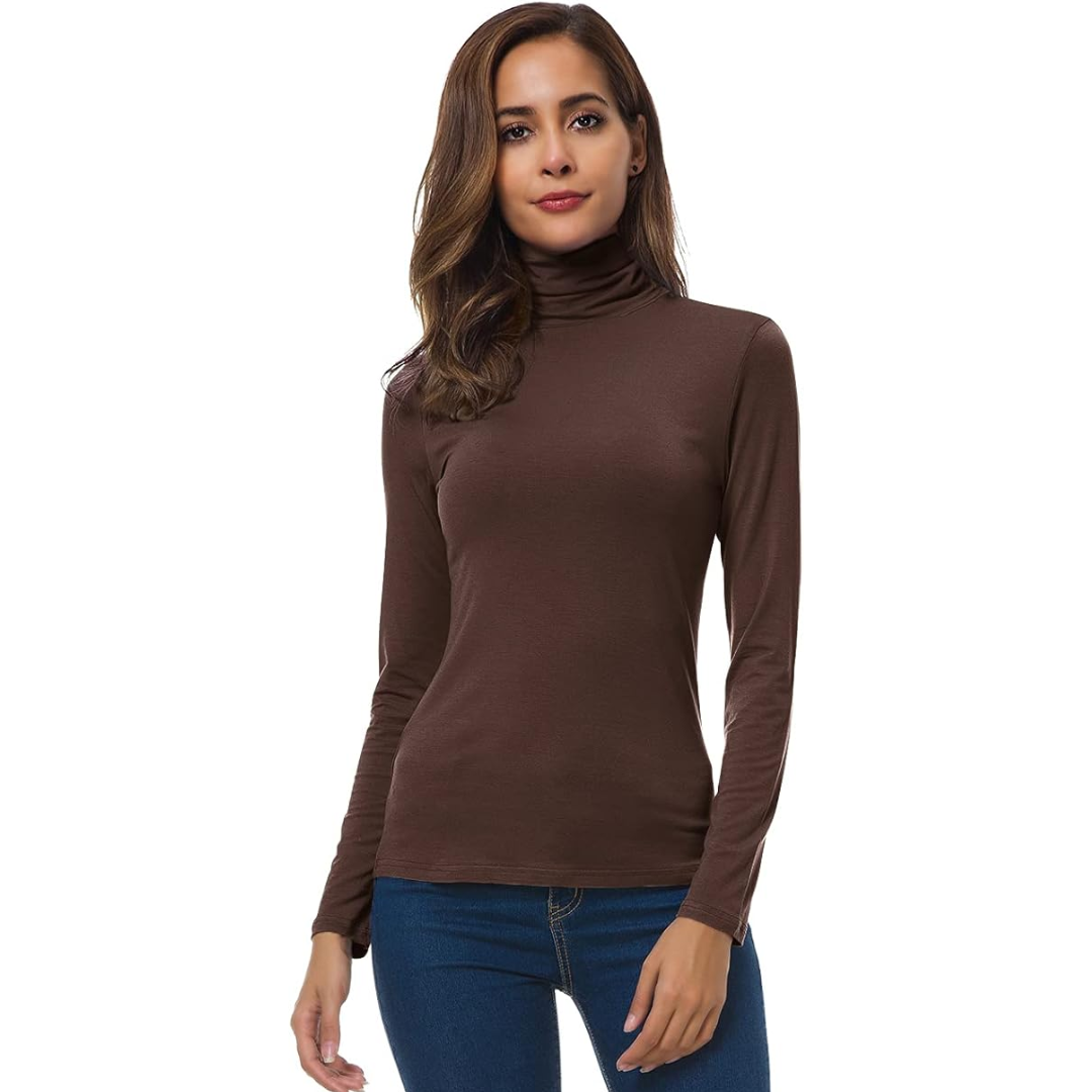 Figure-flattering women's slim fit turtleneck, ideal for sleek layering.