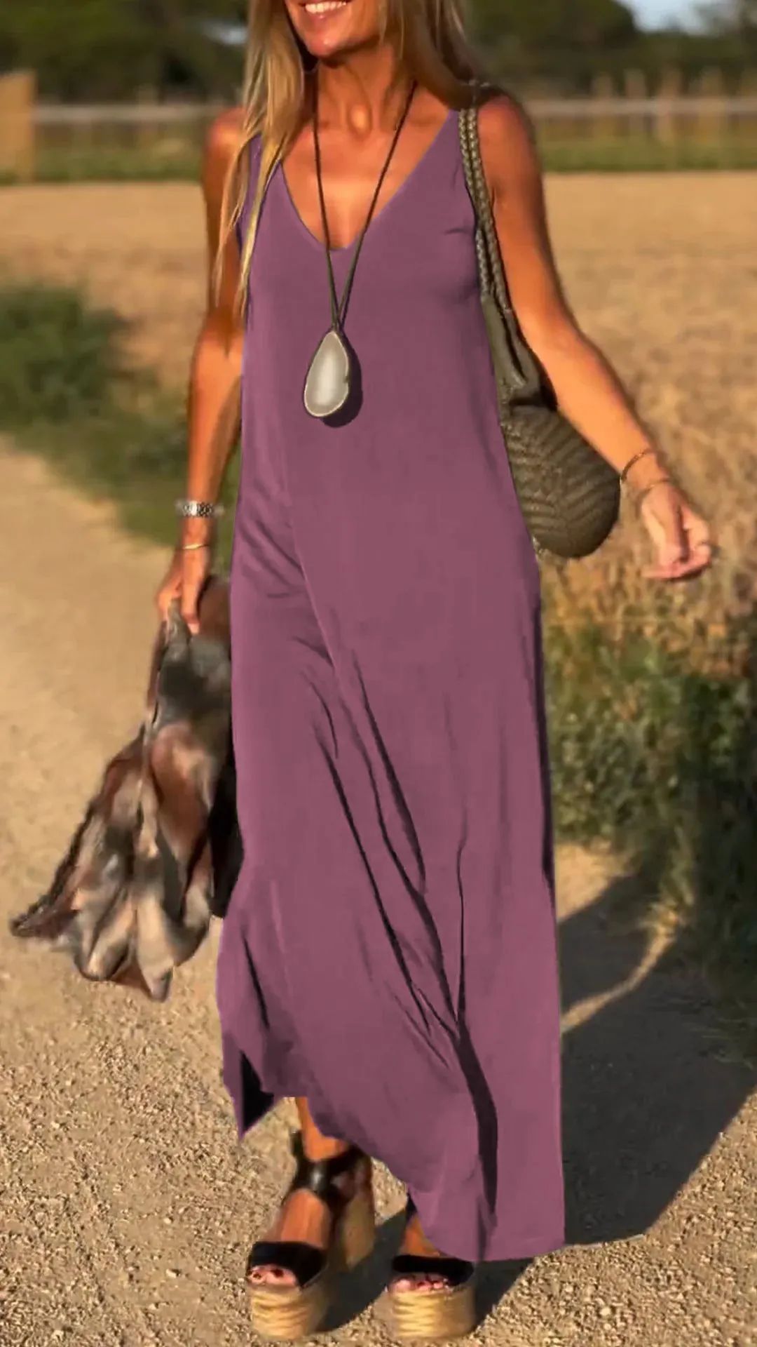 Multi-color summer maxi dress for women, a comfortable and stylish sleeveless long dress.