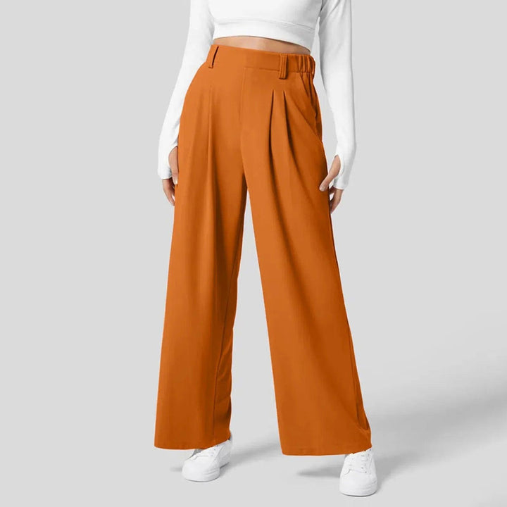 Ultra-comfortable women's stretch long pants. Soft fabric & elastic waist for everyday casual wear.