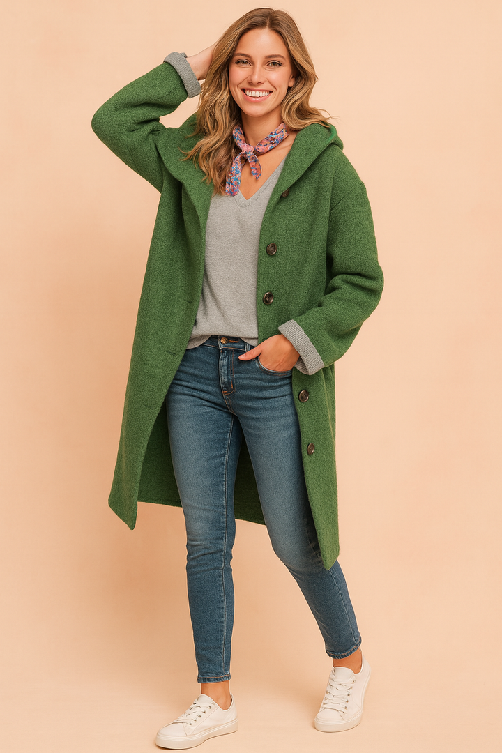 Women's stylish collared hooded winter jacket, perfect for cozy everyday wear & fall outerwear.