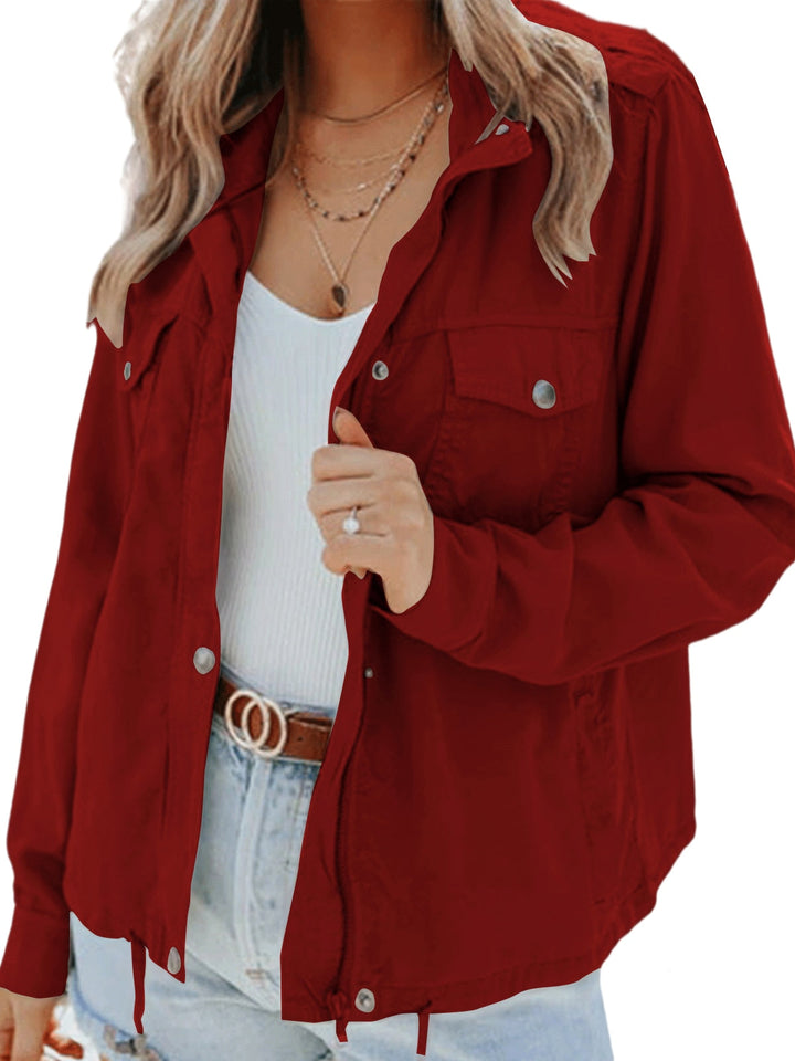 Woman wearing a comfortable Eliza's everyday jacket, stylish and versatile outerwear for any occasion.