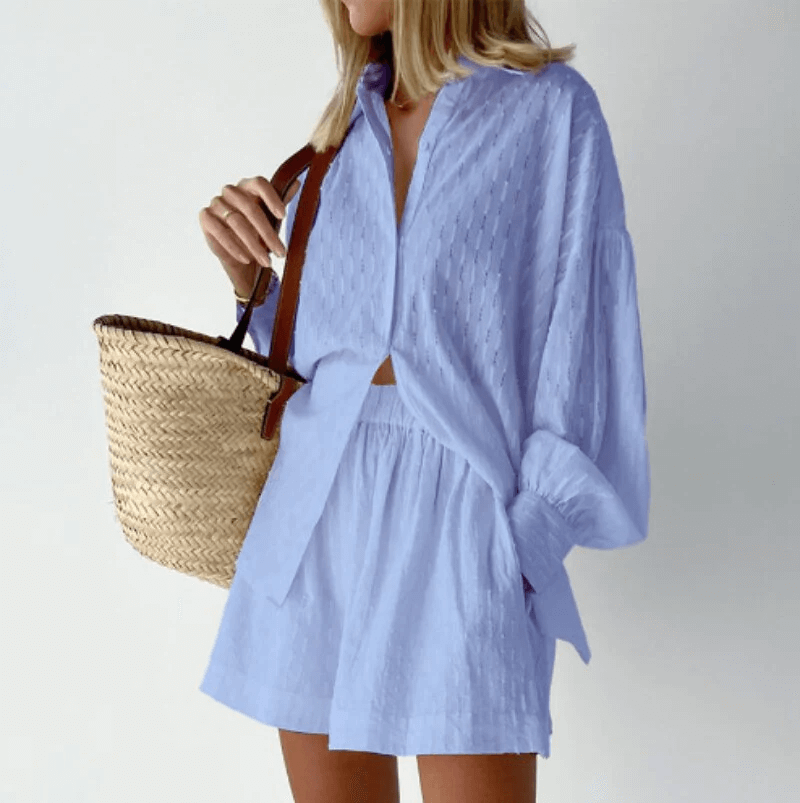Chic women's matching set, perfect for versatile fashion & stylish comfort. Soft two-piece casual lounge wear.