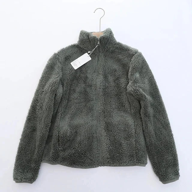 Women's cozy fleece jacket, excellent for cold weather layering and ultimate comfort.