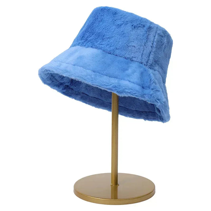 Trendy women's faux fur bucket hat, essential autumn & winter headwear.