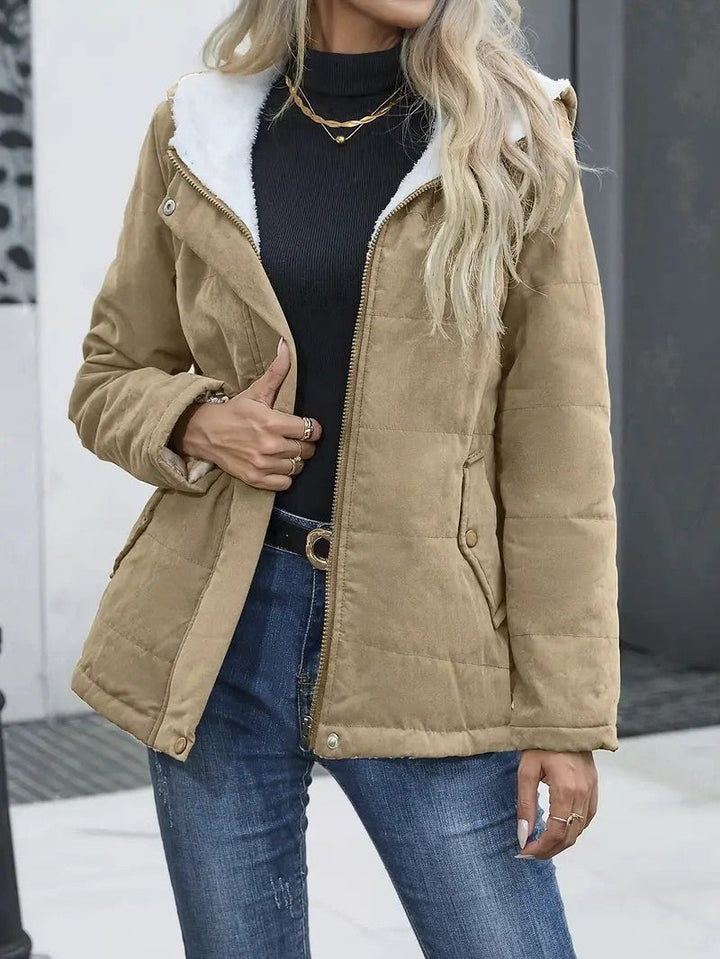 Everyday women's cold weather jacket, hooded & zip-front, for ultimate warmth.