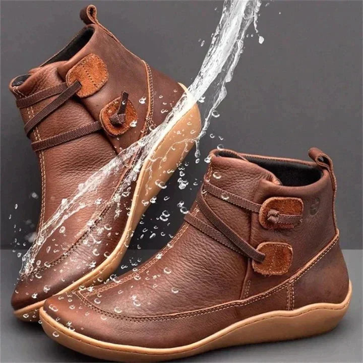 Women's waterproof ankle boots, cushioned, slip-on, round toe for winter comfort