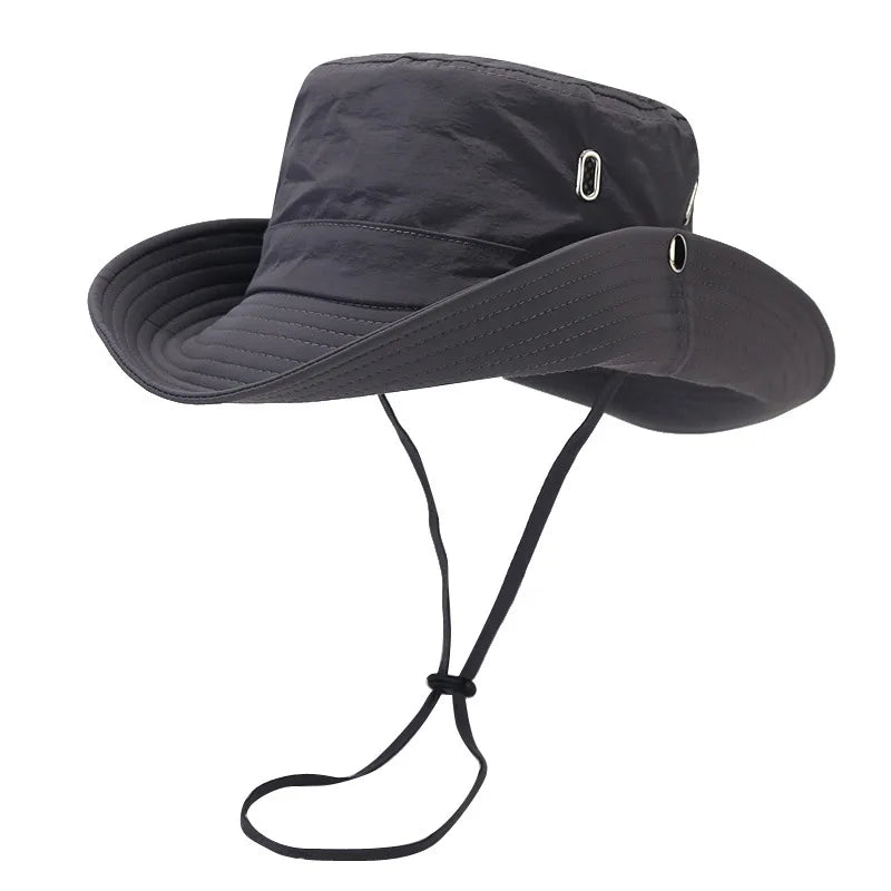 Women's versatile outdoor UV protection sun hat. Wide brim bucket hat, perfect for sunny days & adventure travel.