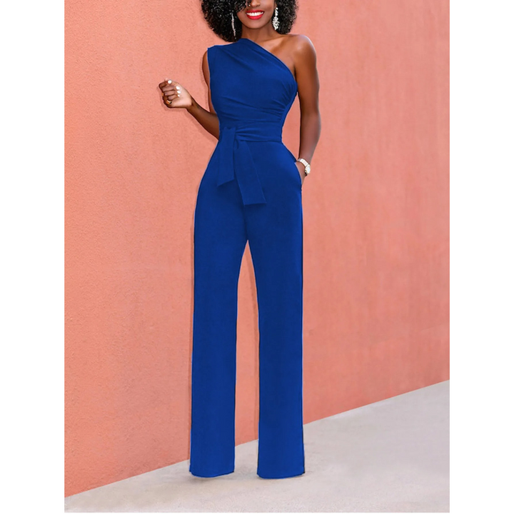 Flattering women's wide-leg short sleeve jumpsuit, ideal for summer fashion, holidays, or casual elegant outfits.